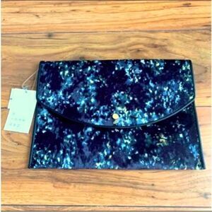 NWT A New Day Navy Velvet Floral Envelope Clutch